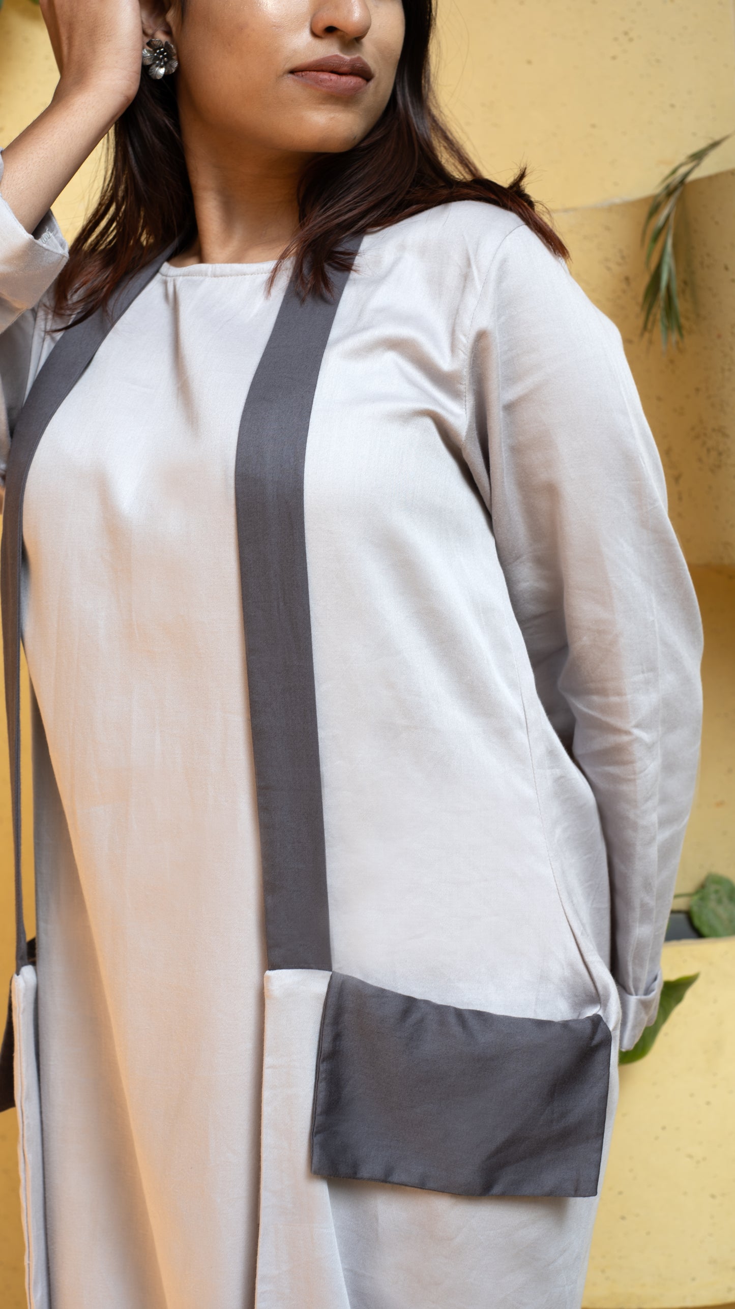 Space Shift Pocket Dress - Light Grey