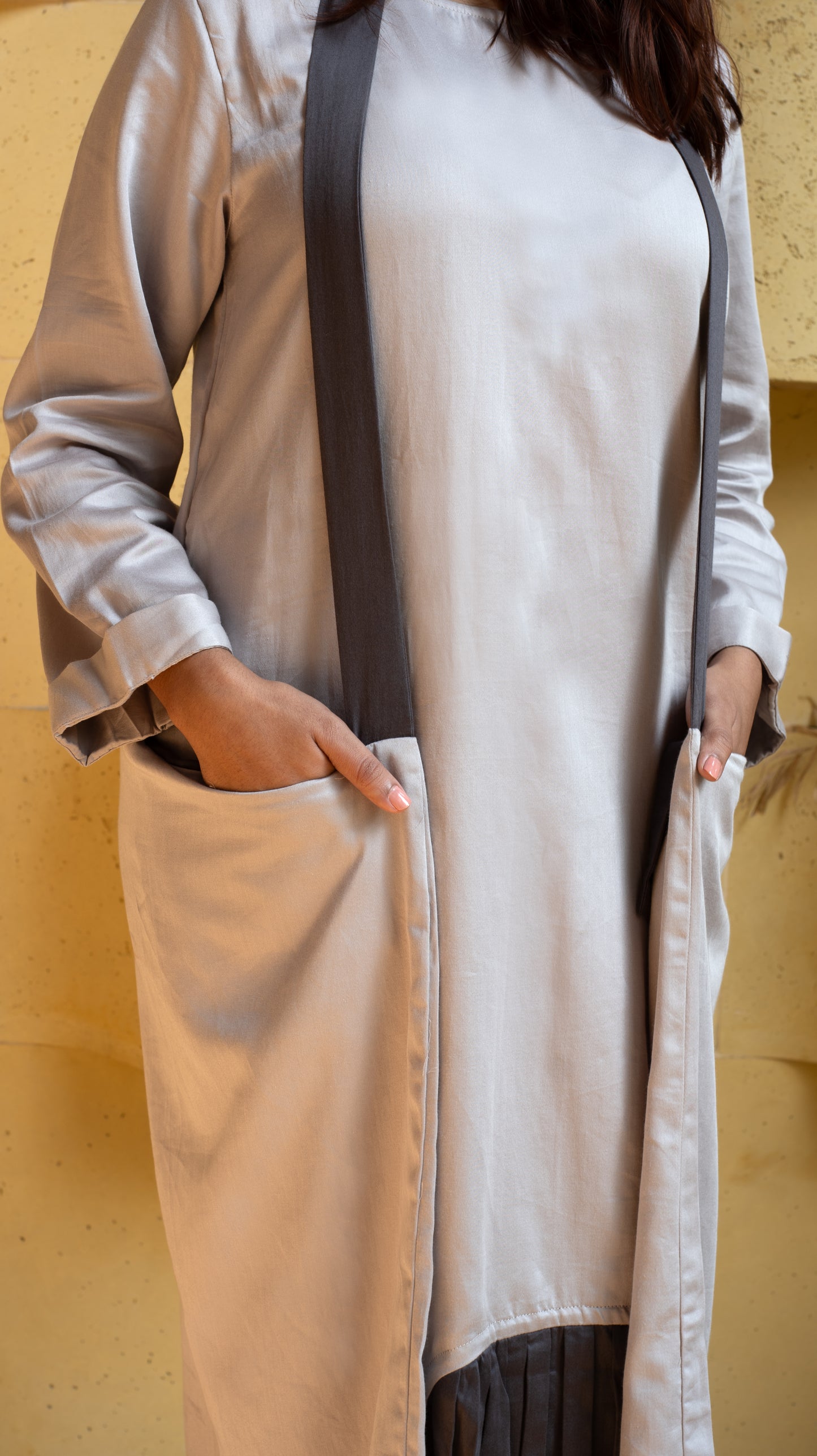 Space Shift Pocket Dress - Light Grey