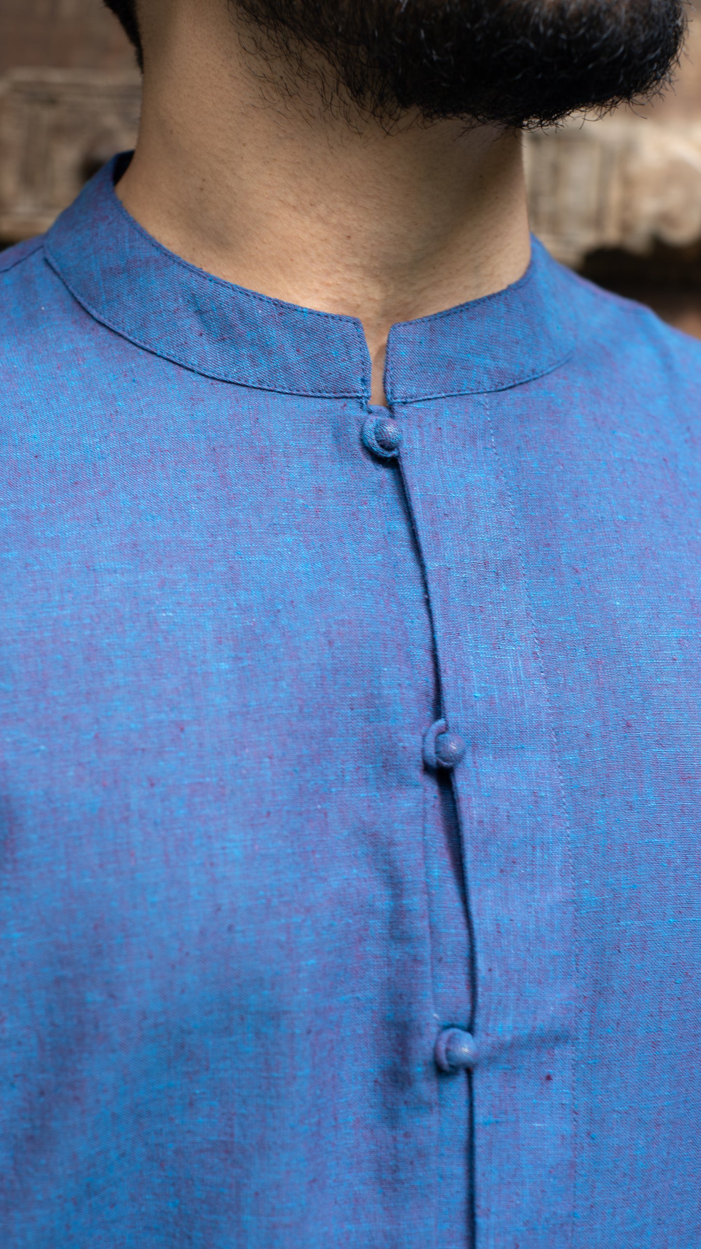 Full Sleeve Kurta Shirt - Ink Blue