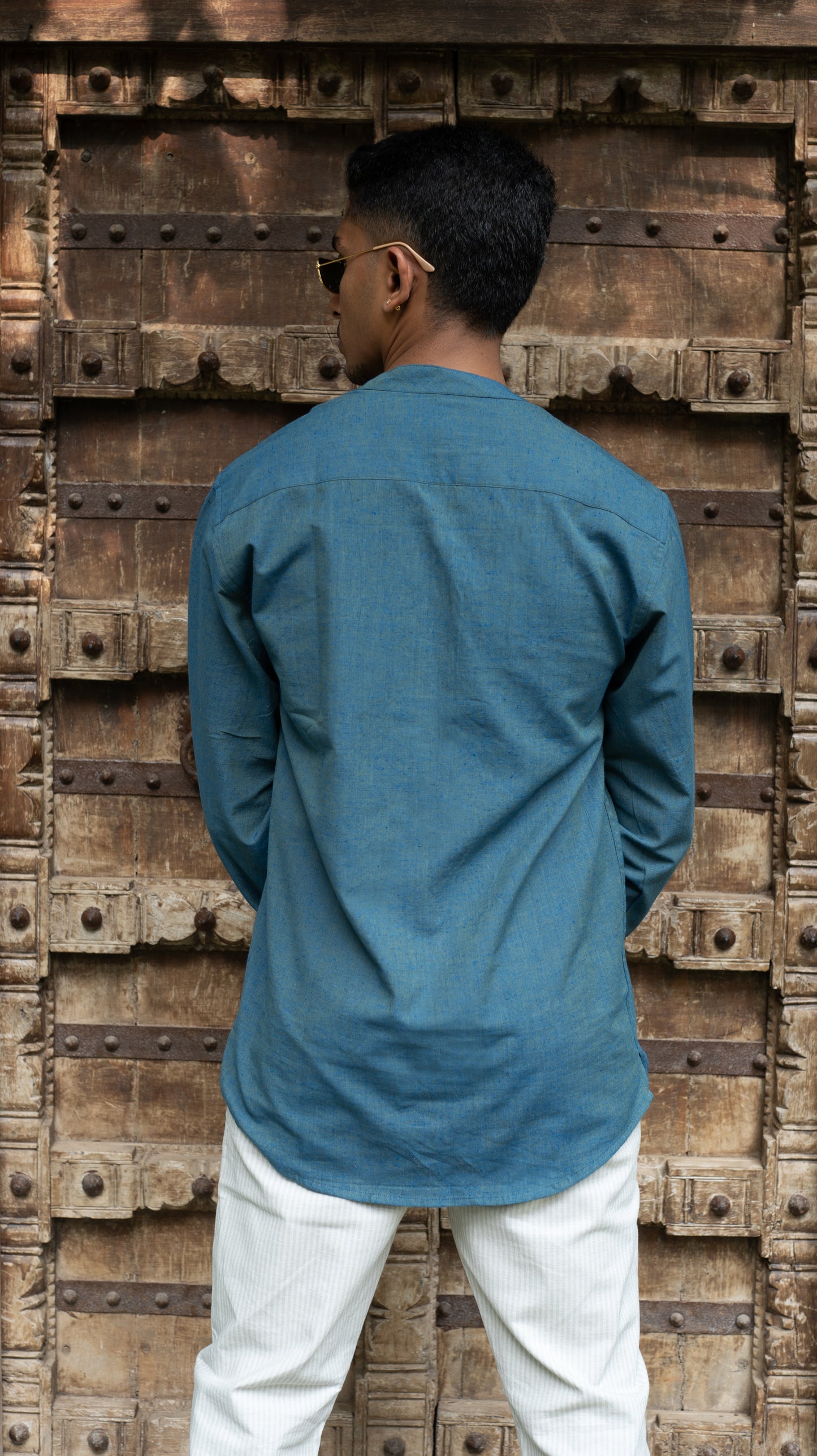 Full Sleeve Kurta Shirt - Teal Green
