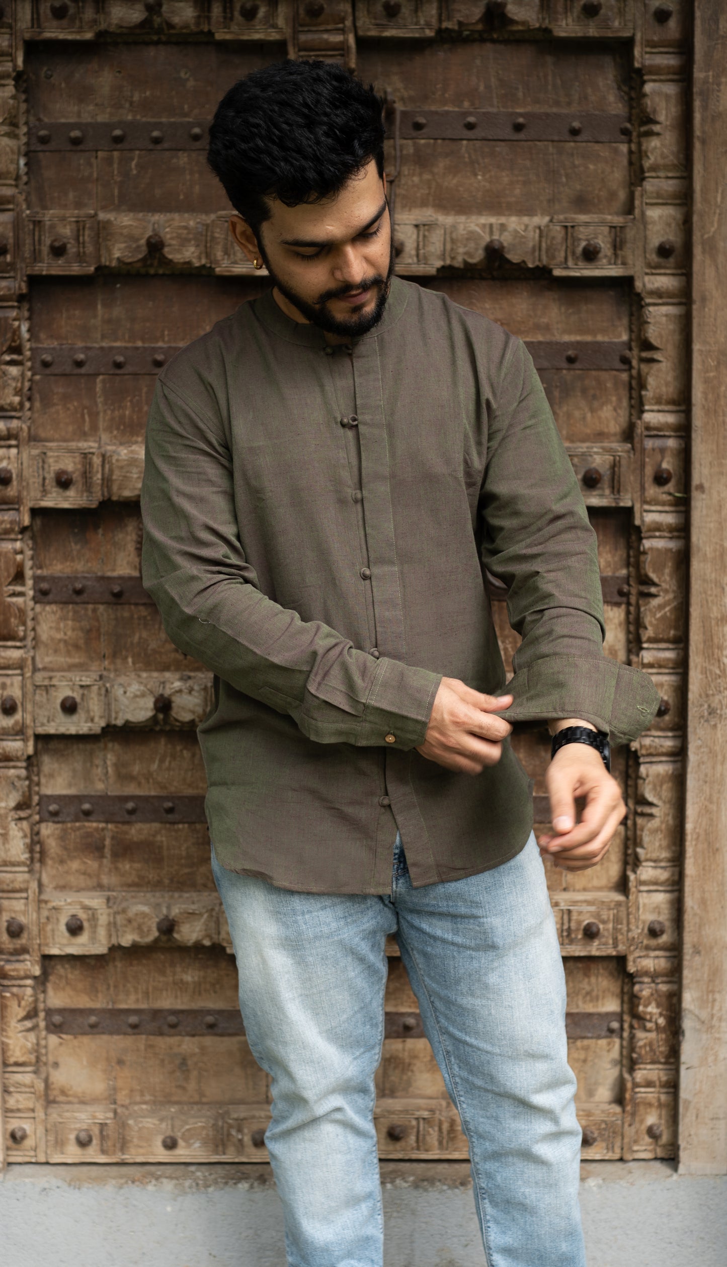 Full Sleeve Kurta Shirt - Olive