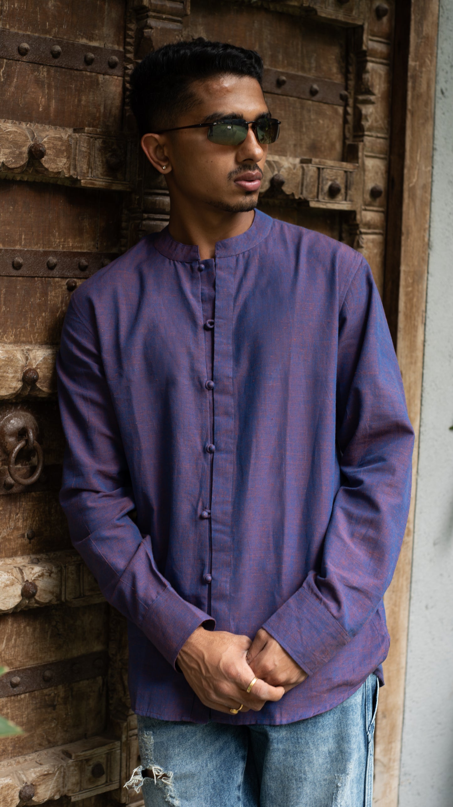Full Sleeve Kurta Shirt - Purple