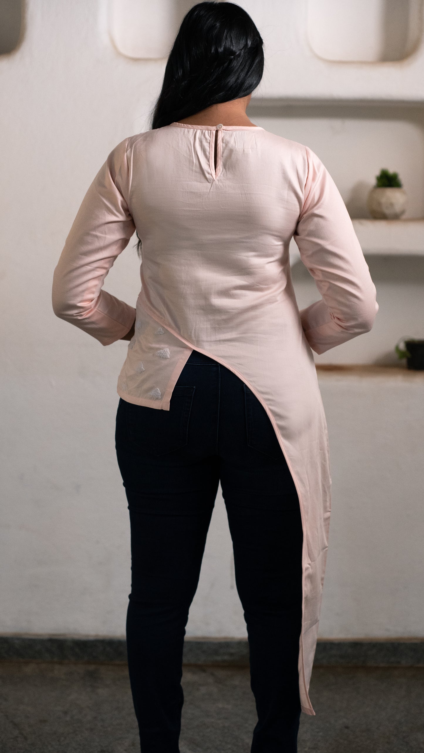 High Low Cloud Top - Blush Pink