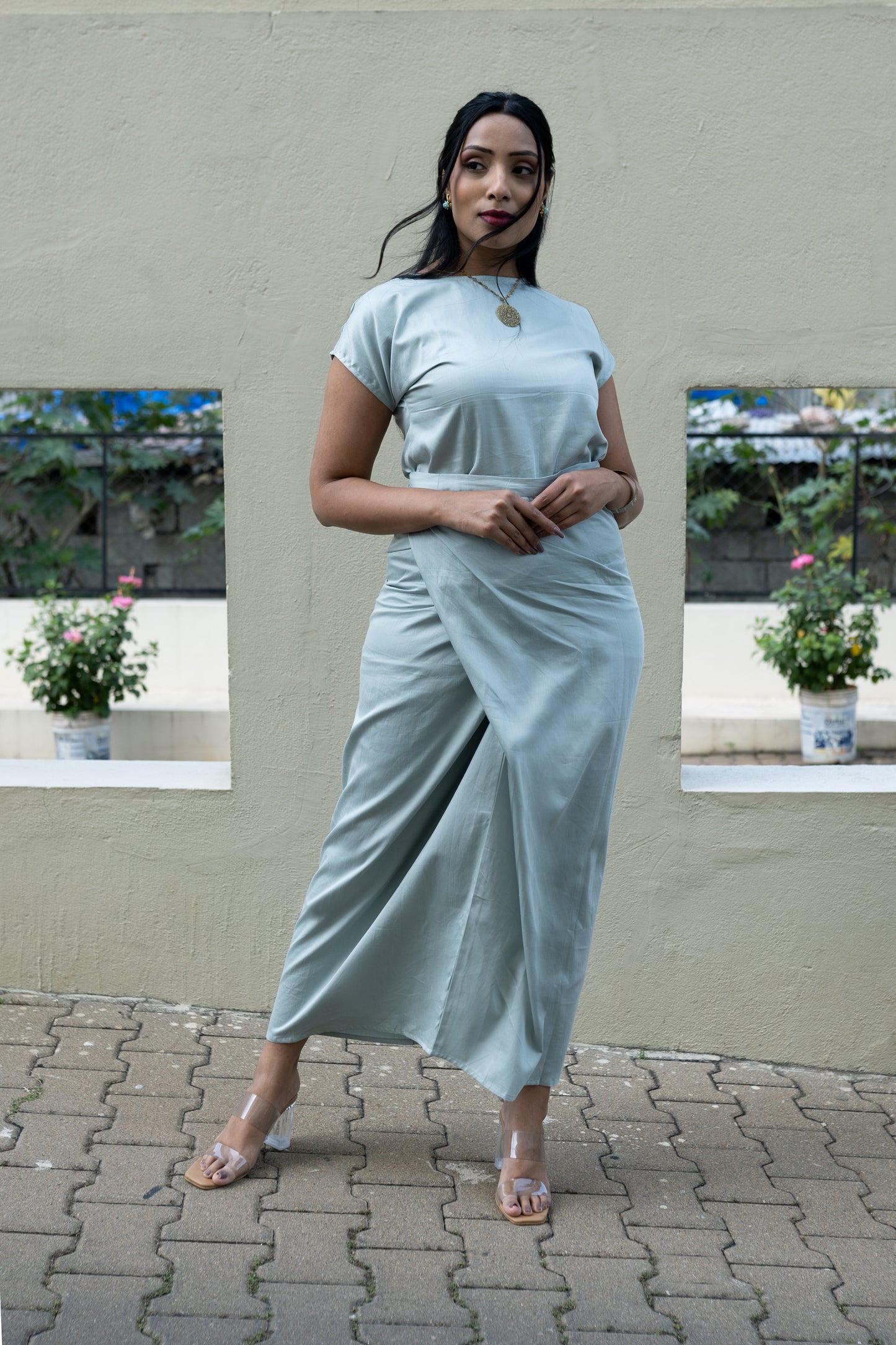 Wrap Skirt Water Set - Jade Blue