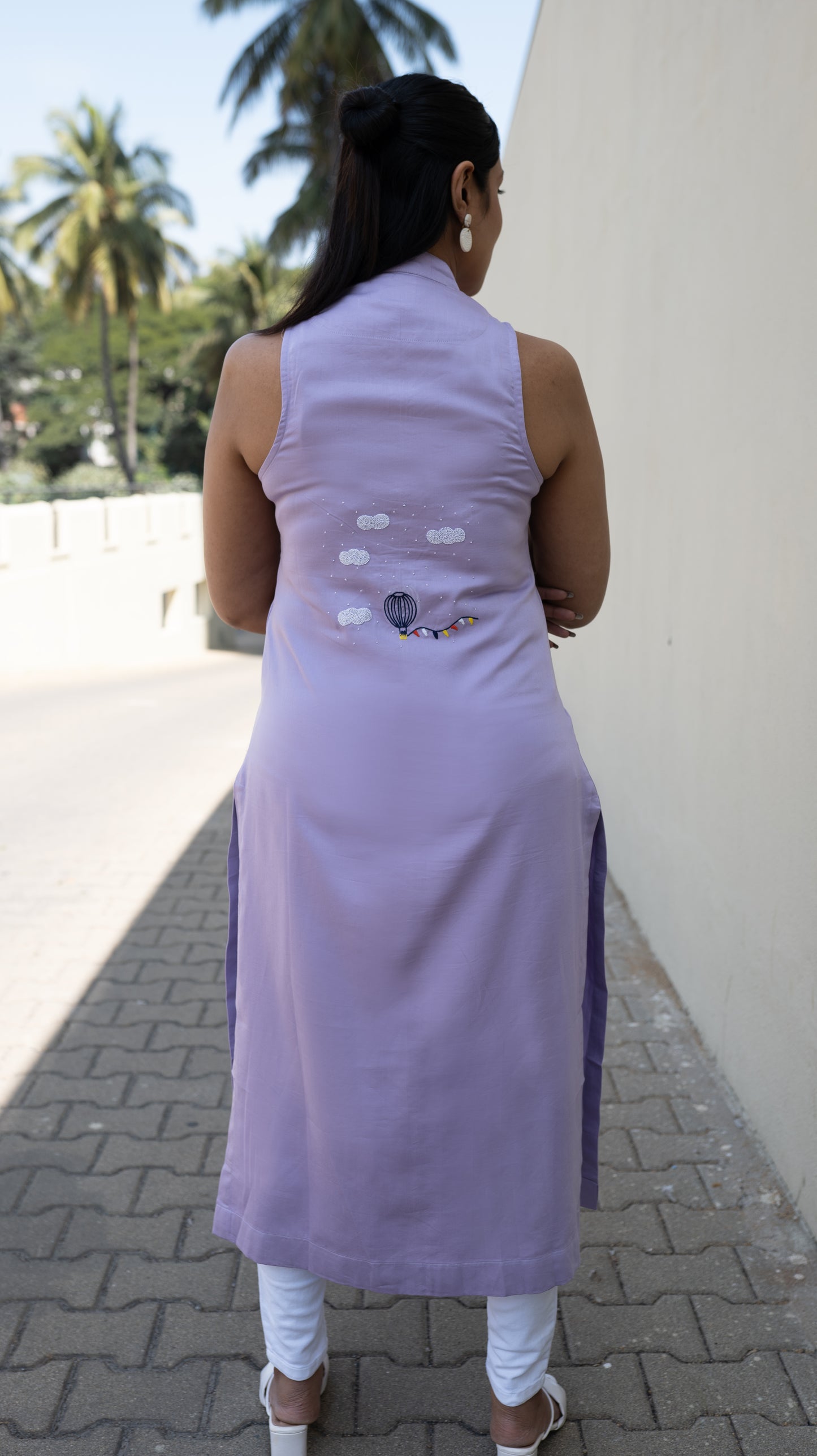 Long Slit Parachute Top - Lavender