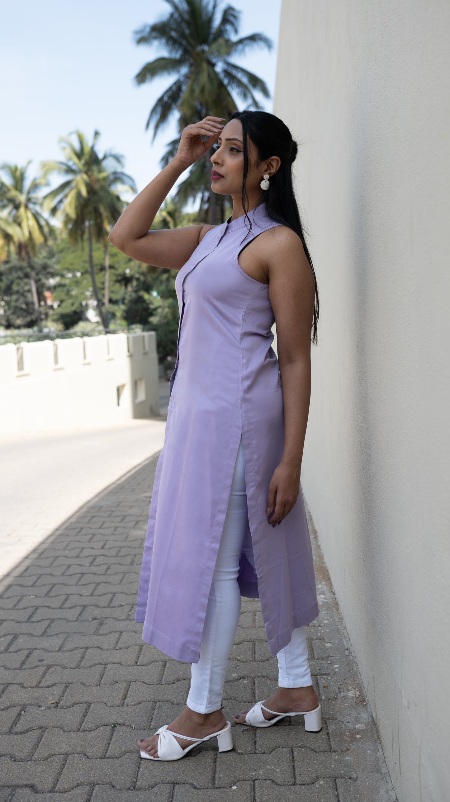 Long Slit Parachute Top - Lavender