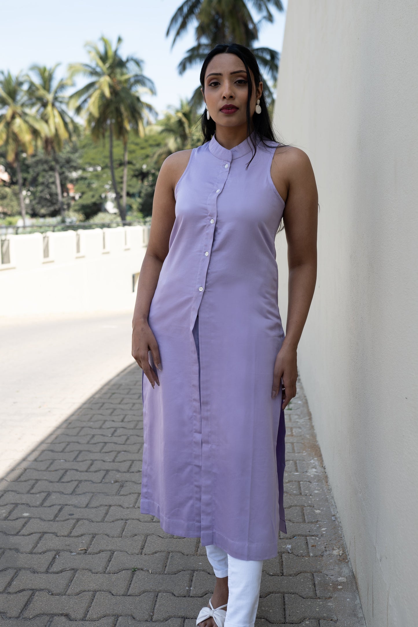 Long Slit Parachute Top - Lavender