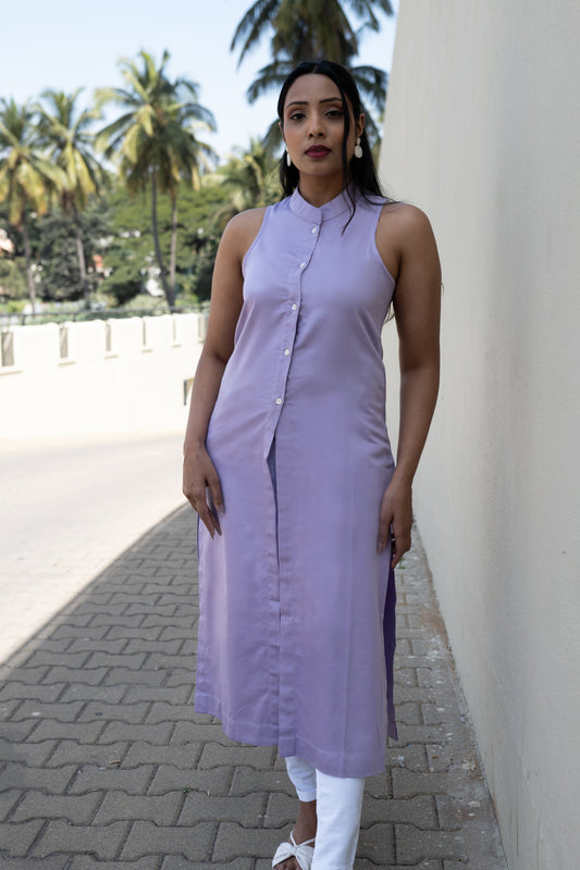 Long Slit Parachute Top - Lavender