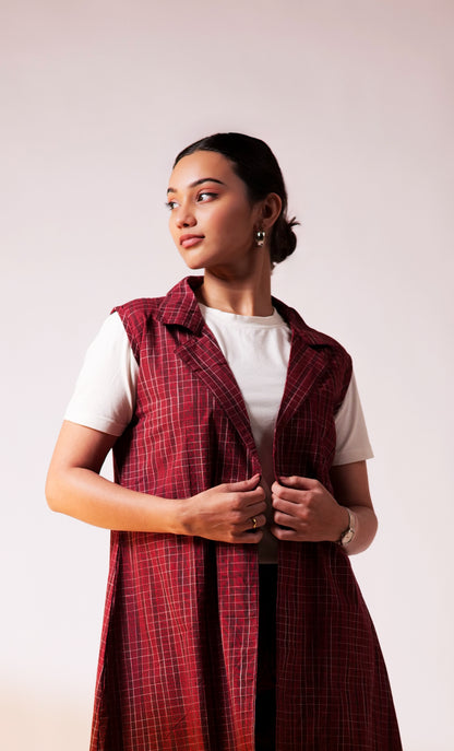 Quad Blazer Pant Set - Maroon