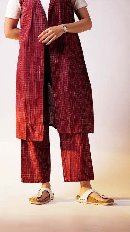 Quad Blazer Pant Set - Maroon