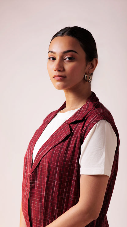 Quad Blazer Pant Set - Maroon
