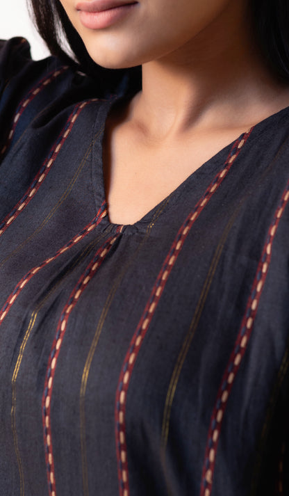 Kaftan Long Dress - Navy Blue