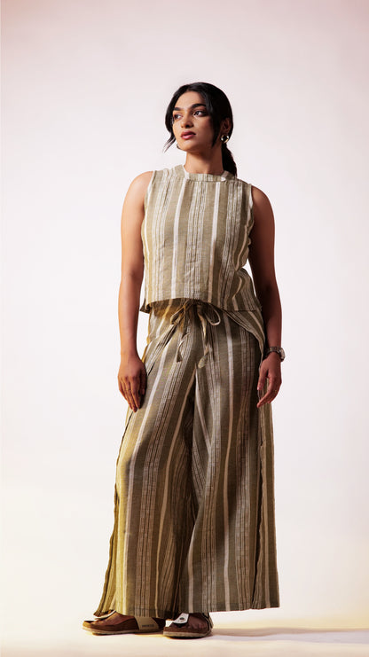 Leno Wrap Pant Top Set - Olive