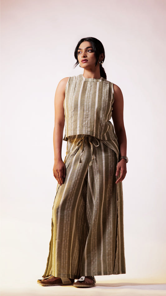 Leno Wrap Pant Top Set - Olive