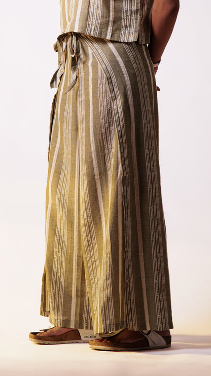 Leno Wrap Pant Top Set - Olive