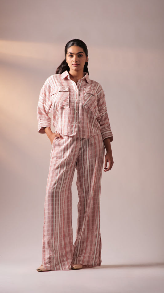 Batweave Shirt Pant Set - Wine+White