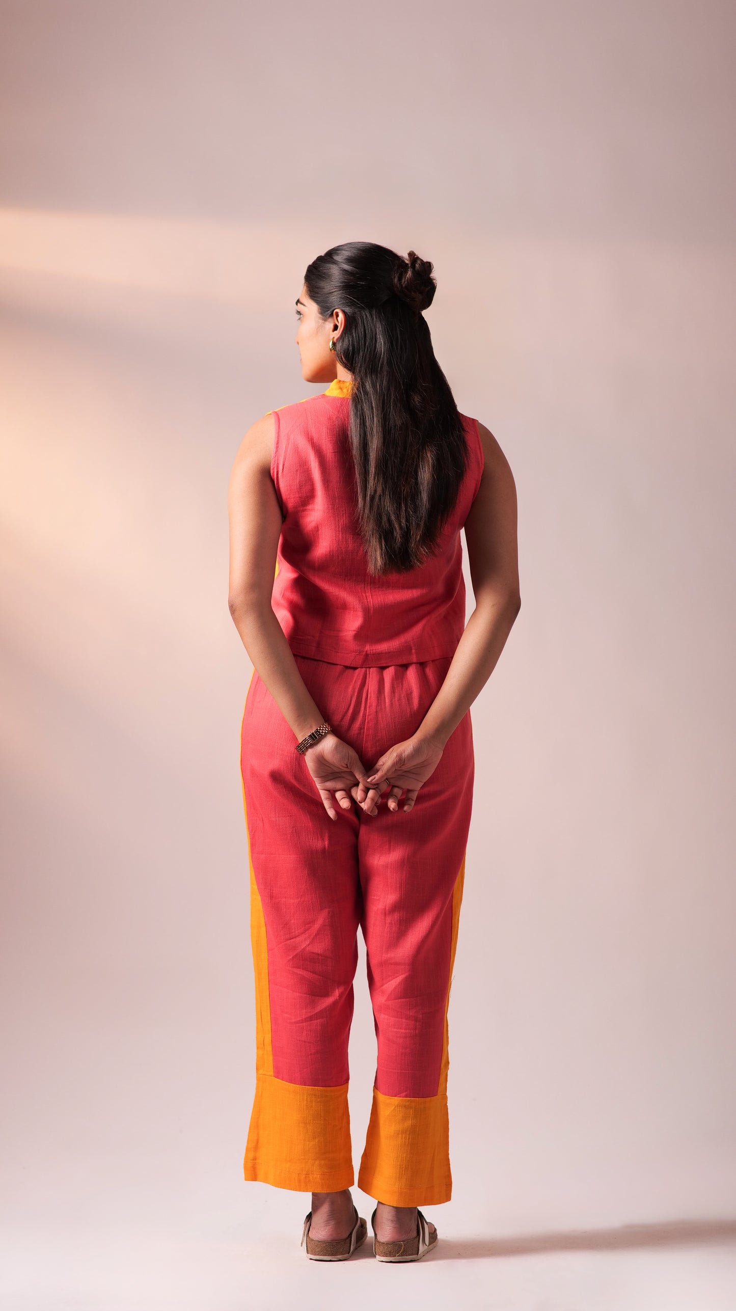 Half n Half Top Pant Set - Fuschia