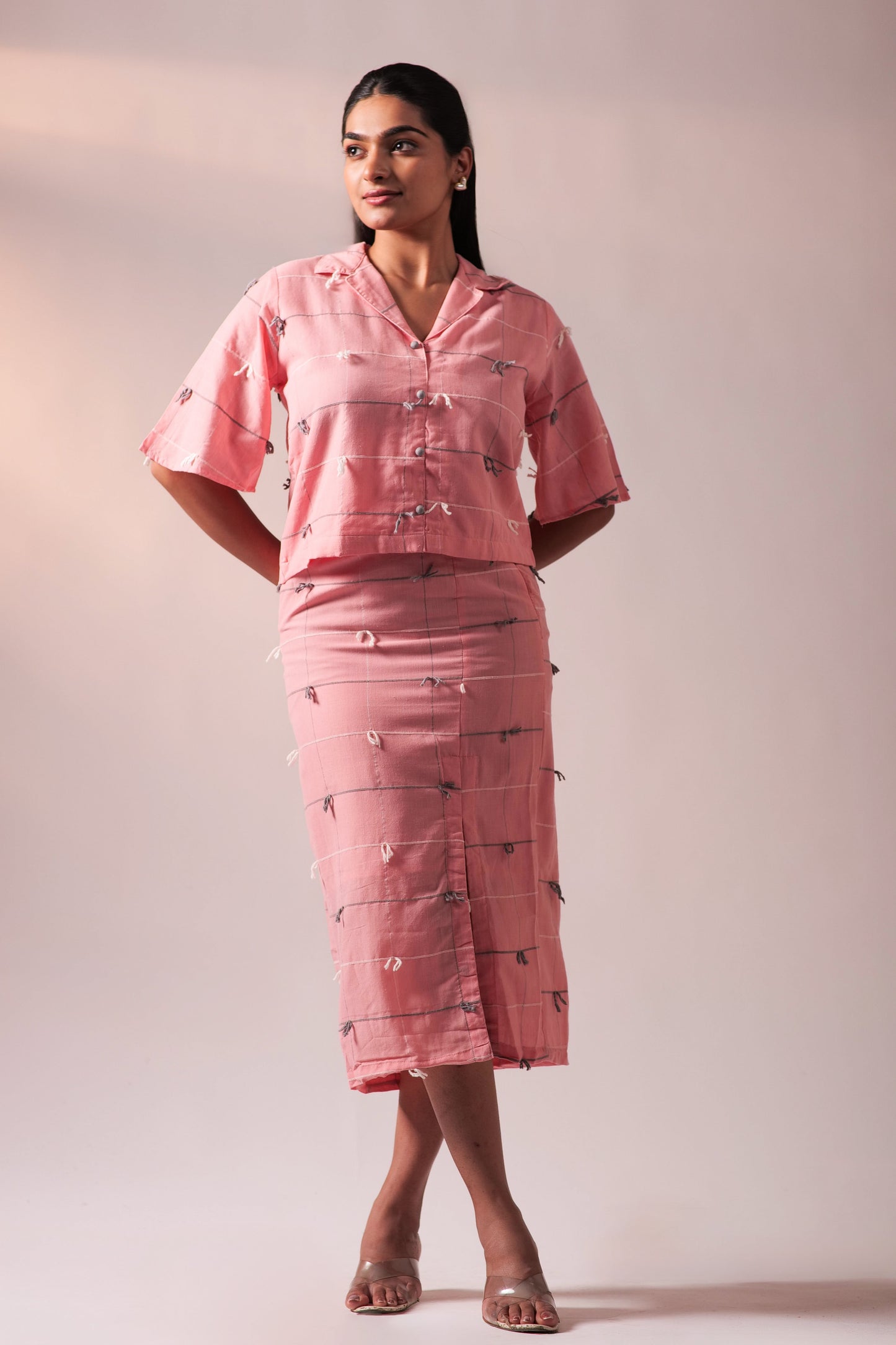 Knotty Top Skirt Set - Pink
