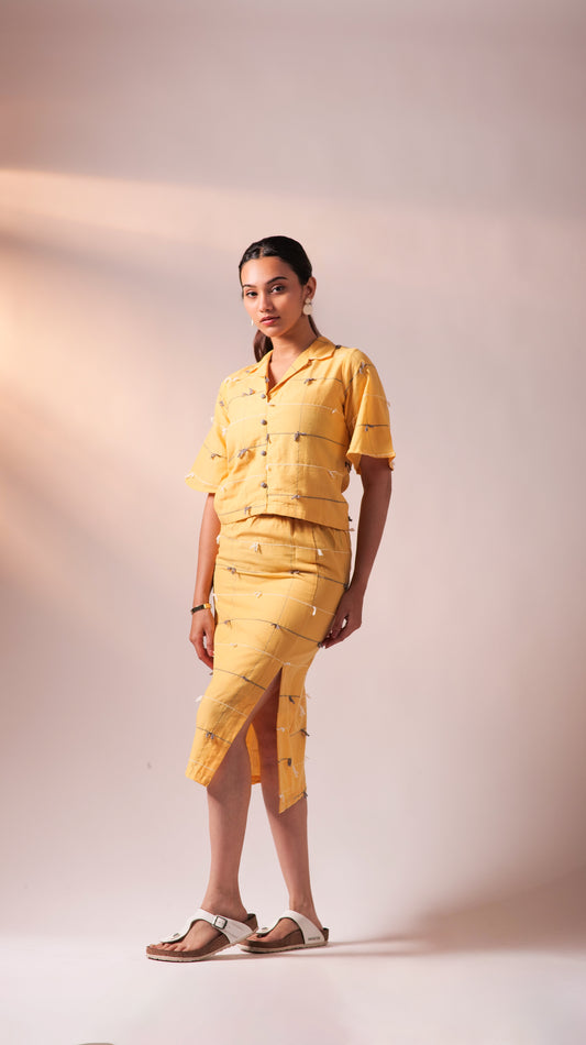Knotty Top Skirt Set - Yellow