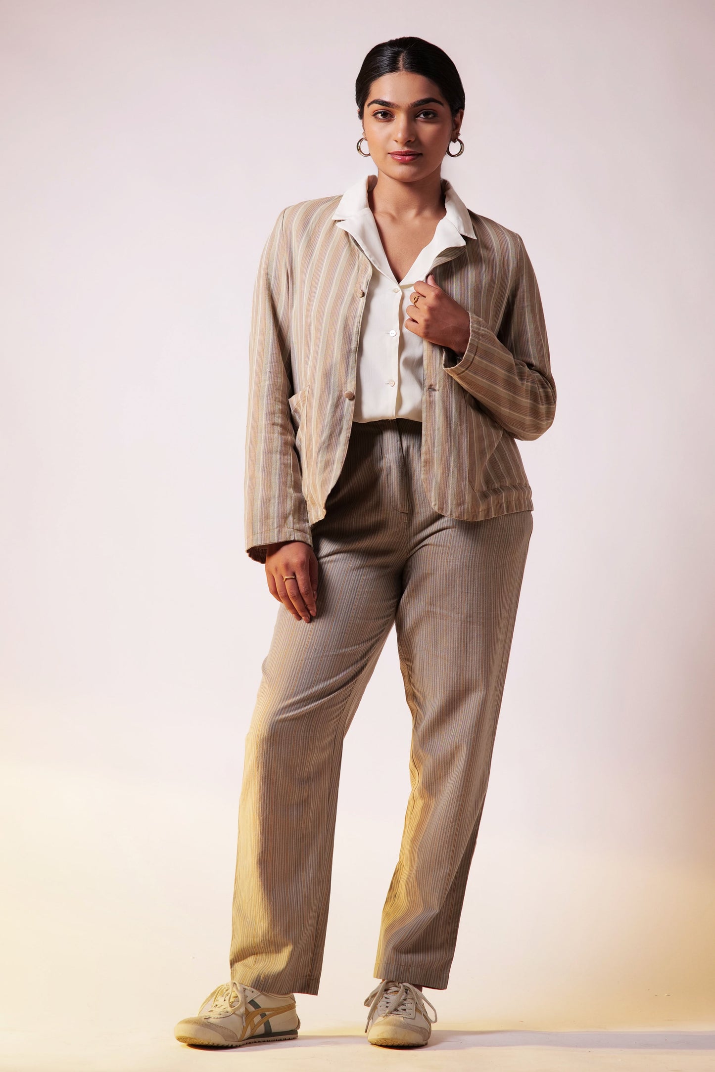 Reversible Blazer Pant Set - Beige