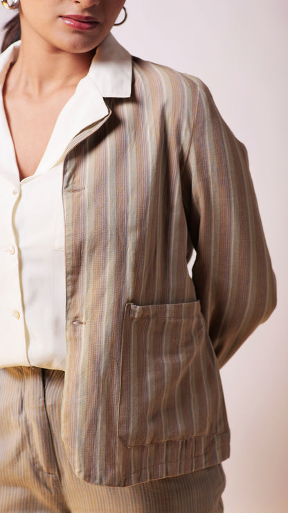 Reversible Blazer Pant Set - Beige