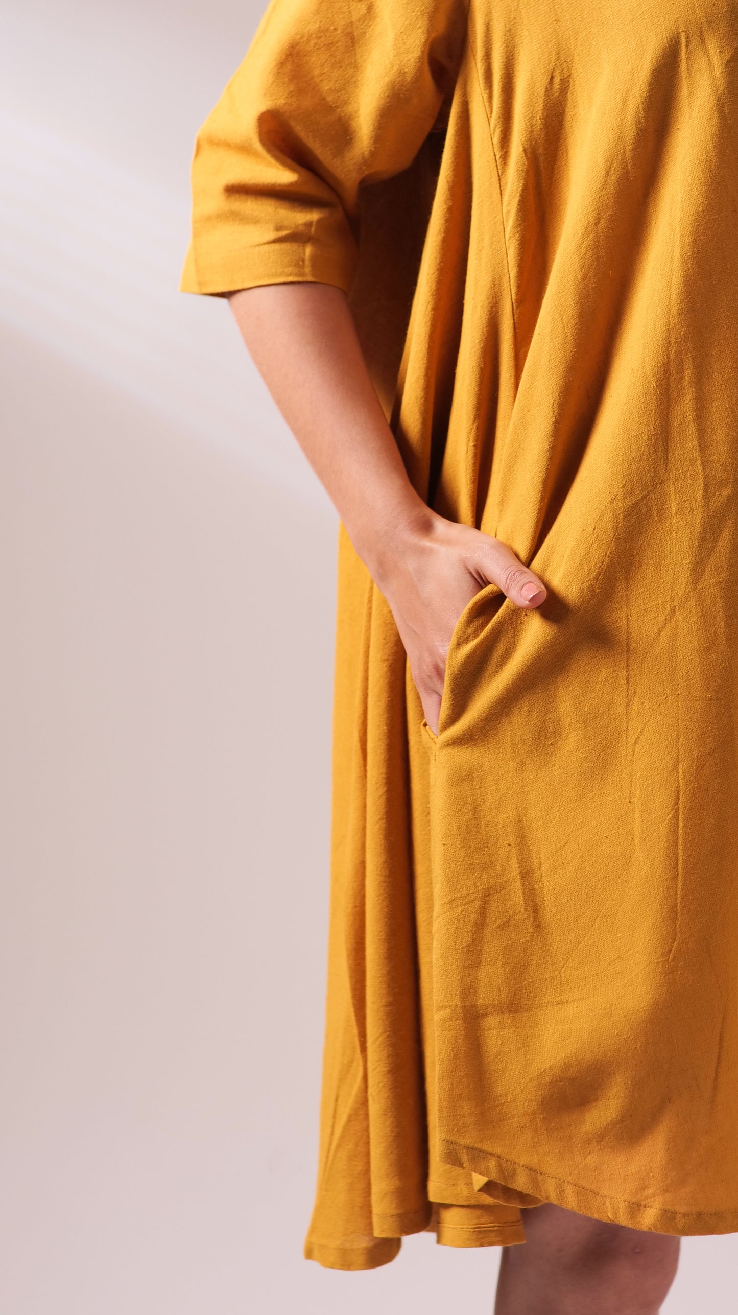 Sunset Free Size Dress - Mustard