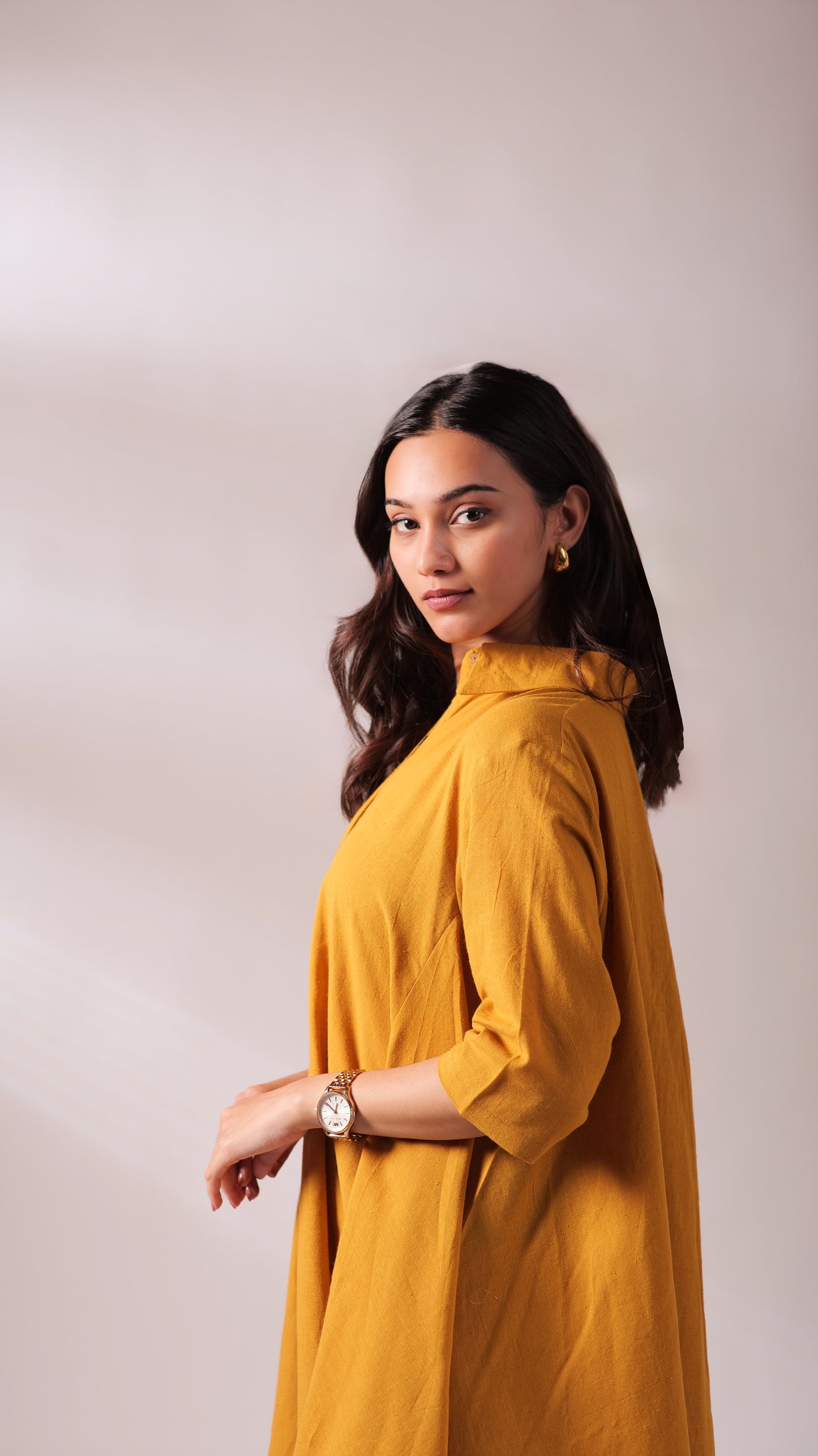 Sunset Free Size Dress - Mustard