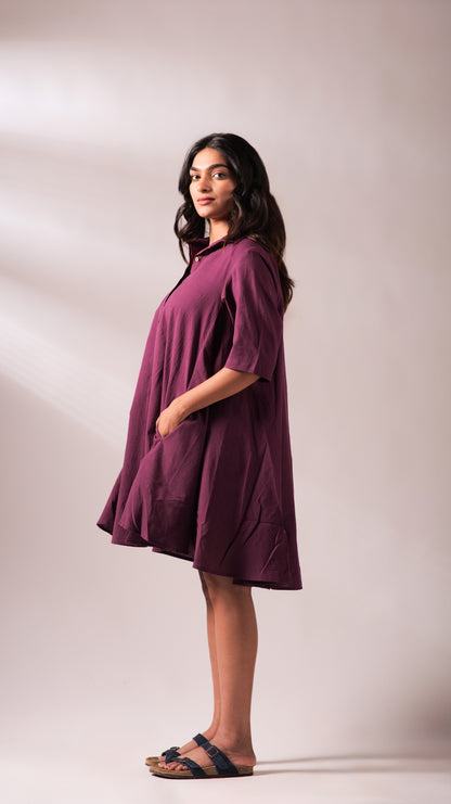 Sunset Free Size Dress - Wine