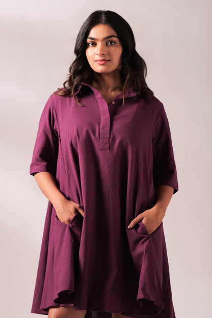 Sunset Free Size Dress - Wine