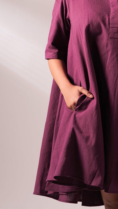 Sunset Free Size Dress - Wine