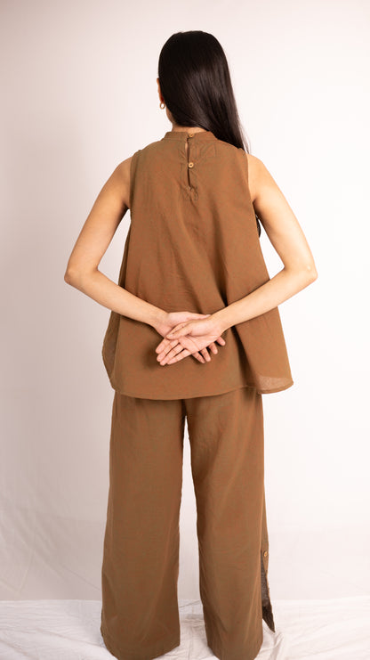 Woodlands Top Pant Set - Brown