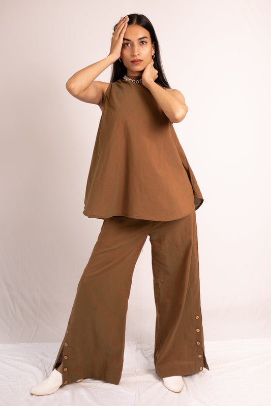 Woodlands Top Pant Set - Brown