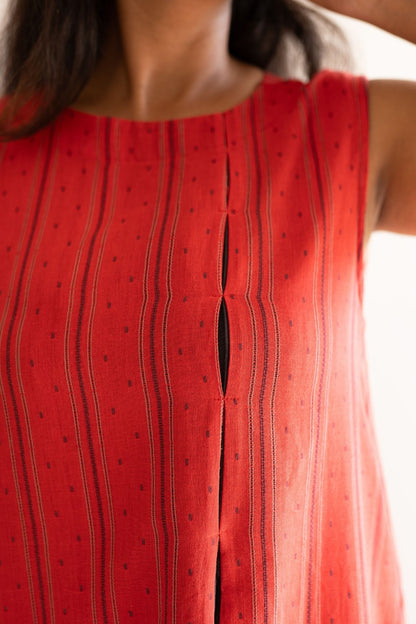 Crimson Front Slit Dress