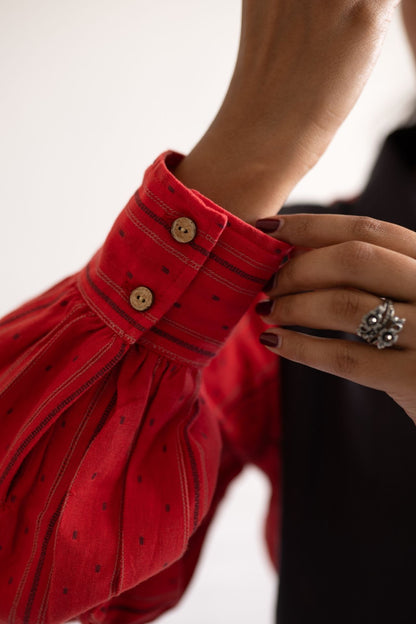 Crimson Tie Shirt Dress