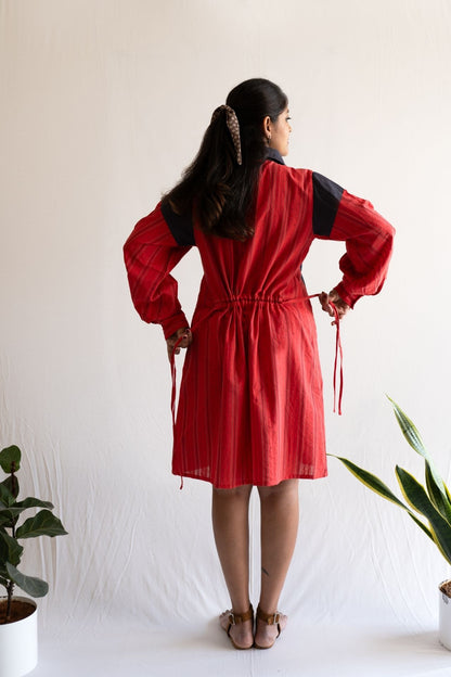 Crimson Tie Shirt Dress