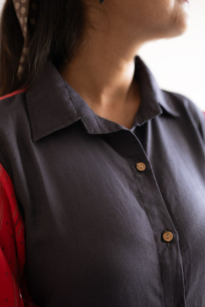 Crimson Tie Shirt Dress
