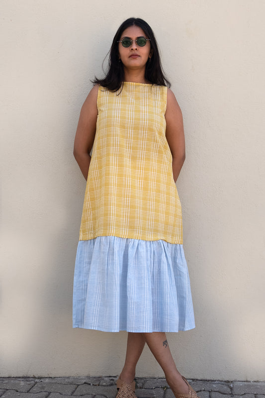 Checkered Midi Dress Yellow