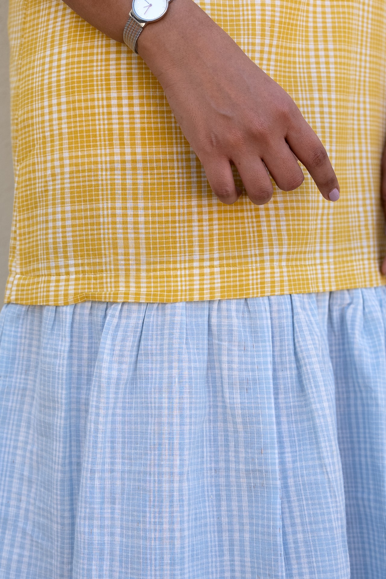 Checkered Midi Dress Yellow