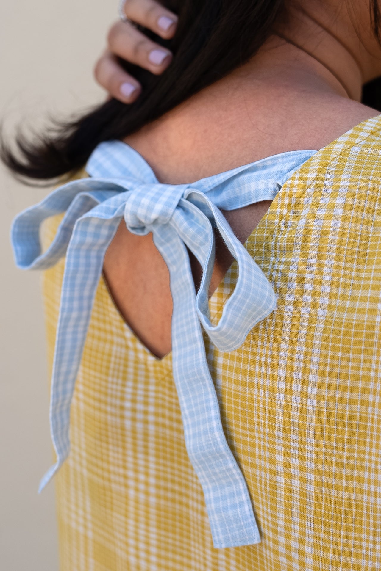 Checkered Midi Dress Yellow
