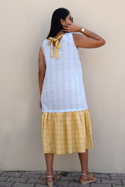 Checkered Midi Dress Blue