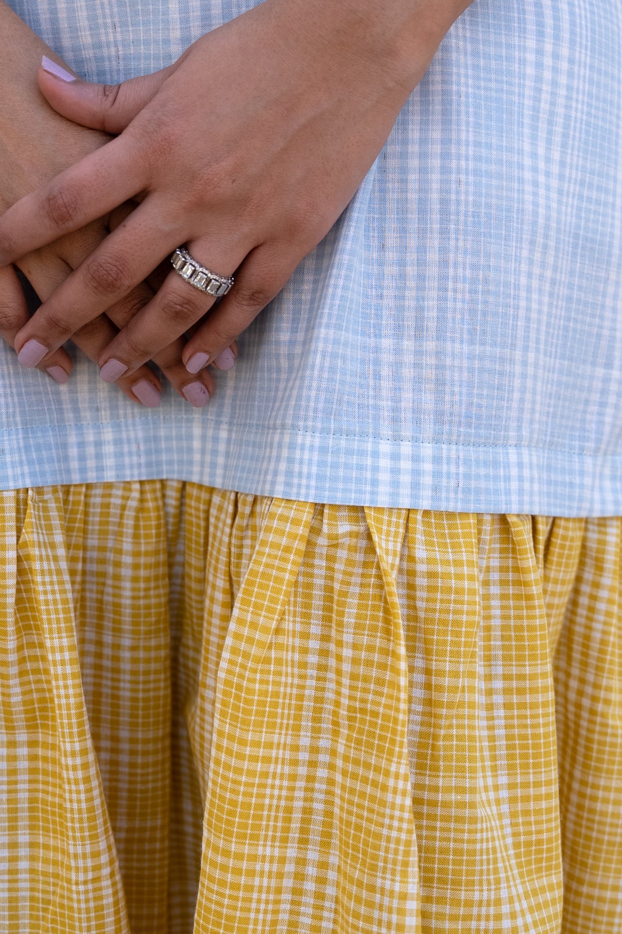 Checkered Midi Dress Blue