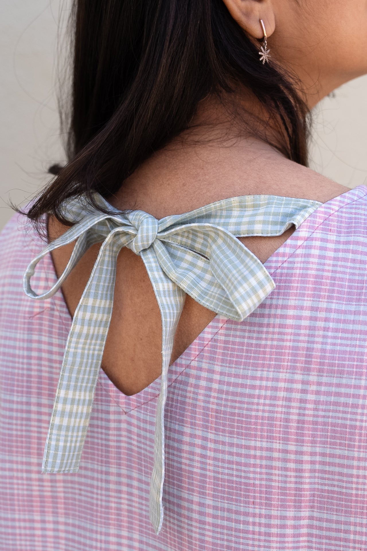 Checkered Midi Dress Pink