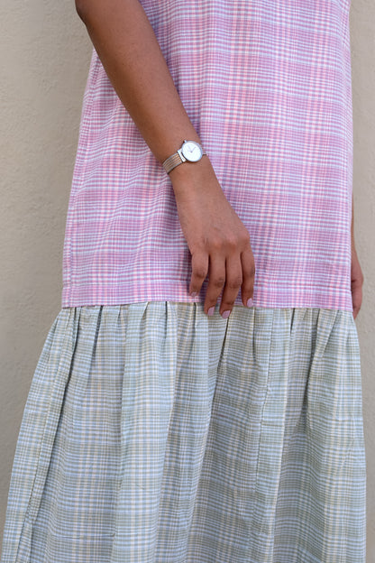 Checkered Midi Dress Pink