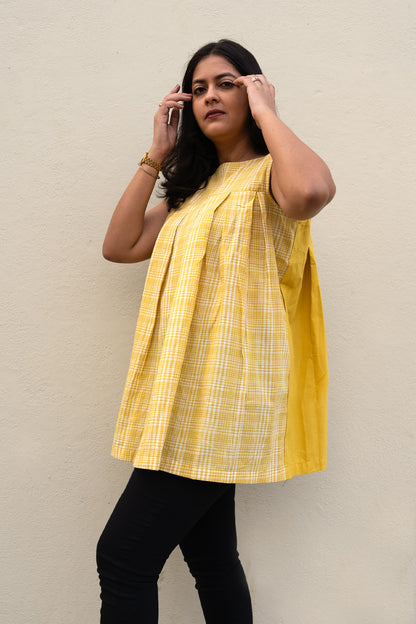 Checkered Sleeveless Top Yellow