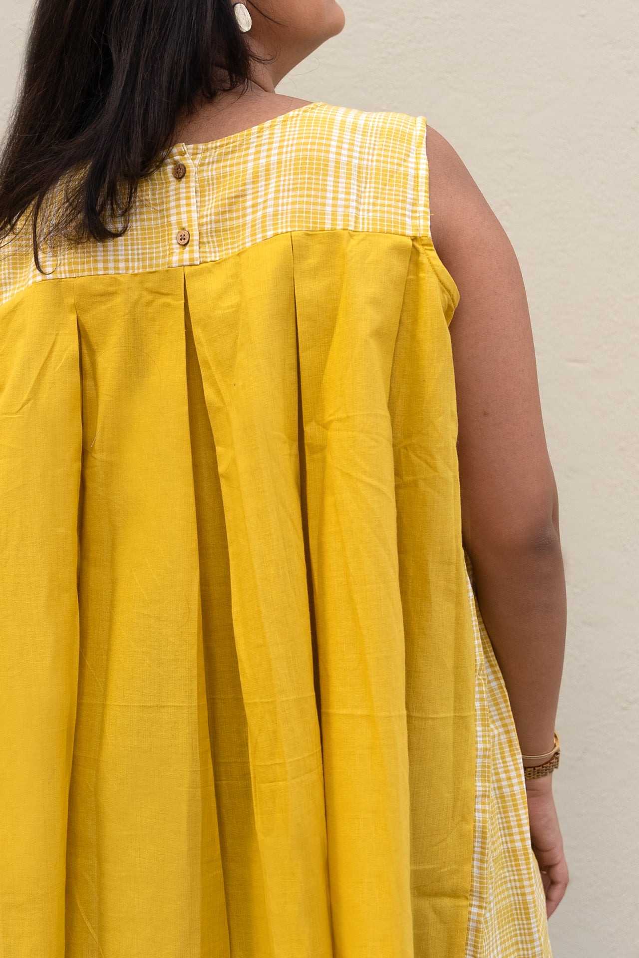 Checkered Sleeveless Top Yellow