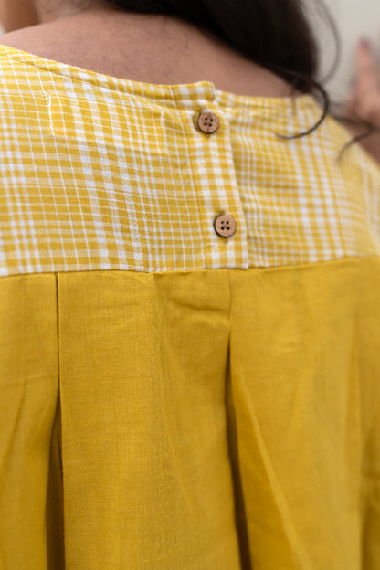Checkered Sleeveless Top Yellow
