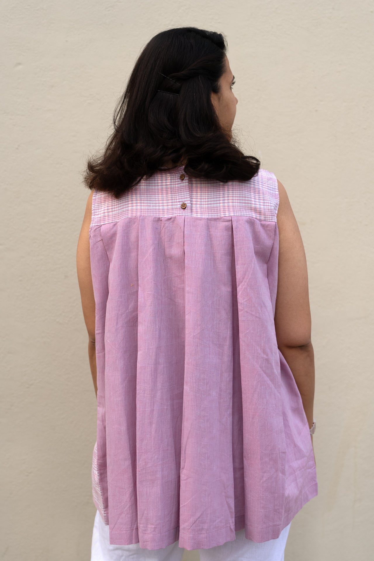 Checkered Sleeveless Top Pink