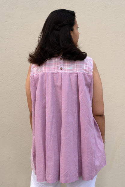 Checkered Sleeveless Top Pink