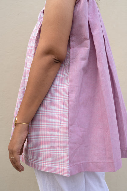 Checkered Sleeveless Top Pink