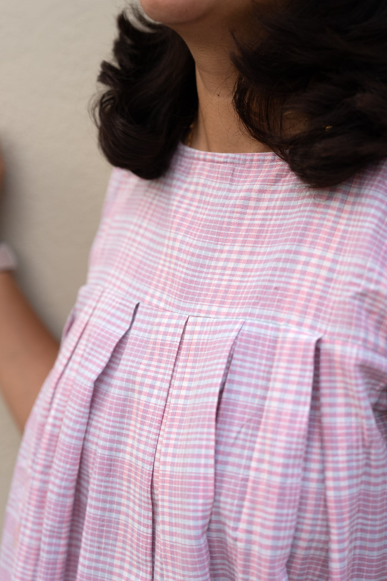 Checkered Sleeveless Top Pink